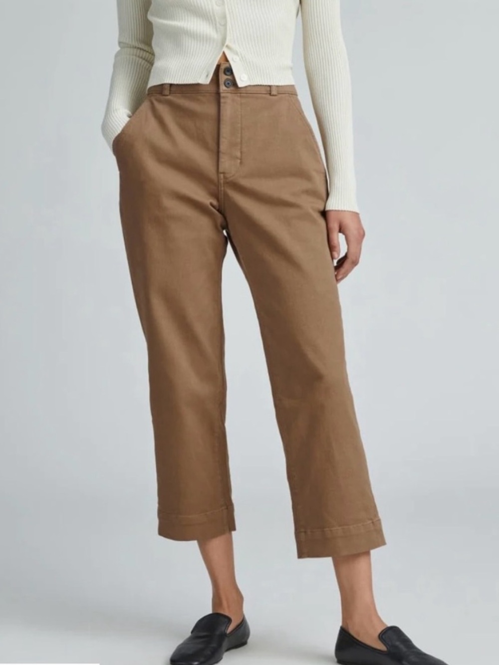 Everlane organic straight leg crop pants 12 brown cocoa cotton trousers